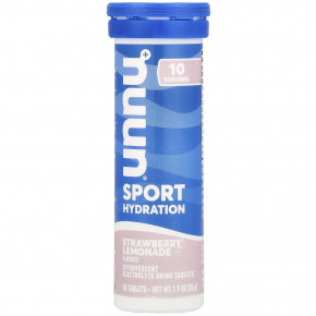 Nuun, Hydration, Sport, добавка с шипучими электролитами, клубничный лимонад, 10 таблеток в Москве - eco-herb.ru | фото