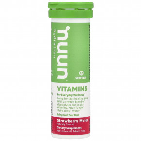 Nuun, Hydration, витамины, шипучая витаминная добавка, клубника и дыня, 12 таблеток (Товар снят с продажи) в Москве - eco-herb.ru | фото