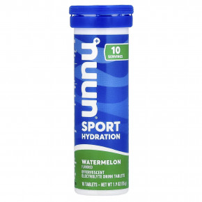 Nuun, Sport Hydration, шипучий напиток с электролитами, арбуз, 10 таблеток - описание | фото