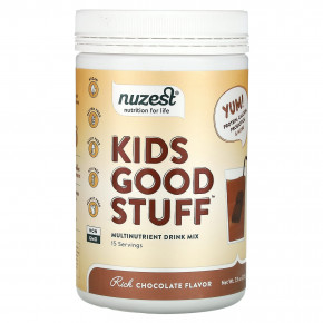 Nuzest, Kids Good Stuff, мультинутриентная смесь для приготовления напитка, с насыщенным шоколадным вкусом, 225 г (7,9 унции) - описание | фото