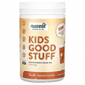 Nuzest, Kids Good Stuff, мультинутриентная смесь для приготовления напитка, ваниль и карамель, 225 г (7,9 унции) - описание | фото