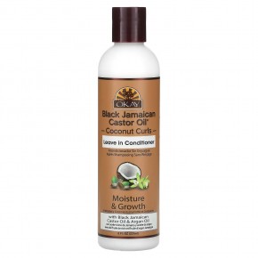 Okay Pure Naturals, Black Jamaican Castor Oil, Coconut Curls, Leave in Conditioner, 8 fl oz (237 ml) в Москве - eco-herb.ru | фото