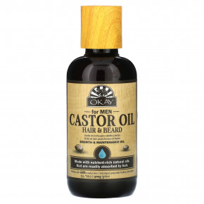 Okay Pure Naturals, Для мужчин, касторовое масло, для волос и бороды, 118 мл (4 унции) - описание | фото