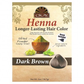 Okay Pure Naturals, Хна, стойкая краска для волос, темно-коричневый, 56,7 г (2 унции) в Москве - eco-herb.ru | фото