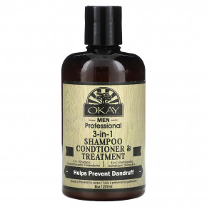 Okay Pure Naturals, Men Professional, шампунь, кондиционер и лечебное средство для мужчин 3-в-1, 237 мл (8 унций) - описание | фото