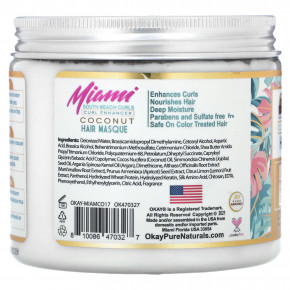 Okay Pure Naturals, Miami South Beach Curls, Curl Enhancer, маска для волос, кокос, 482 г (17 унций) в Москве - eco-herb.ru | фото