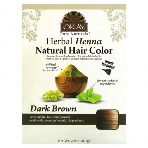 Okay Pure Naturals, Натуральная краска для волос из травяной хны, темно-коричневый, 56,7 г (2 унции) в Москве - eco-herb.ru | фото