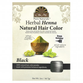 Okay Pure Naturals, Herbal Henna Natural Hair Color, Black, 2 oz (56.7 g) - описание | фото