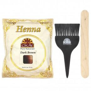 Okay Pure Naturals, травяная натуральная краска для волос хна, темно-коричневый, 56,7 г (2 унции) в Москве - eco-herb.ru | фото