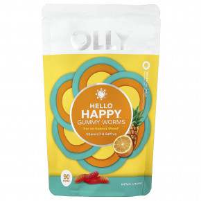 OLLY, Hello Happy®, жевательные червячки, тропические фрукты, 90 жевательных конфет в Москве - eco-herb.ru | фото