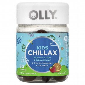 OLLY, Kids Chillax, для детей от 7 лет, солнечный щербет, 50 жевательных таблеток - описание | фото