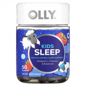 OLLY, Kids Sleep, малина, 50 жевательных таблеток - описание