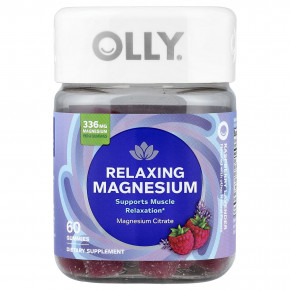 OLLY, расслабляющие жевательные таблетки с магнием, малина и лаванда, 60 жевательных таблеток (84 мг в 1 таблетке) - описание | фото