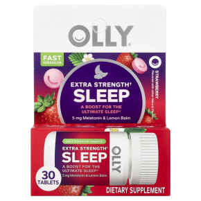 OLLY, Sleep, повышенная сила действия, со вкусом клубники, 30 таблеток - описание | фото