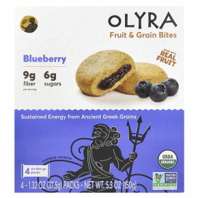 Olyra, Fruit & Grain Bites, голубика, 4 упаковки по 37,5 г (1,32 унции) - описание | фото