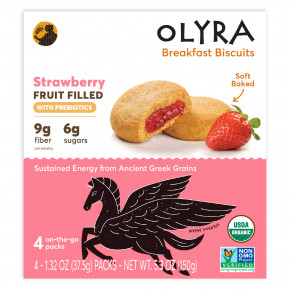 Olyra, Fruit & Grain Bites, клубника, 4 упаковки по 37,5 г (1,32 унции) - описание | фото