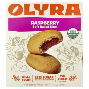 Olyra, Soft Baked Bites, со вкусом малины, 4 пакетика On the Go по 37,5 г (1,32 унции) - описание | фото