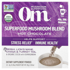 Om Mushrooms, Смесь грибов Superfood, горячий шоколад, 10 пакетиков по 8 г (0,28 унции) в Москве - eco-herb.ru | фото