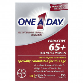 One-A-Day, Proactive 65+ для мужчин и женщин, мультивитаминная / мультиминеральная добавка, 150 таблеток - описание | фото