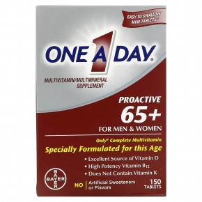 One-A-Day, Proactive 65+, мультивитаминная / мультиминеральная добавка, для мужчин и женщин, 150 таблеток в Москве - eco-herb.ru | фото