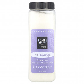 One with Nature, Dead Sea Spa, минеральные соли, расслабляющие, с лавандой, 907 г (32 унции) - описание | фото