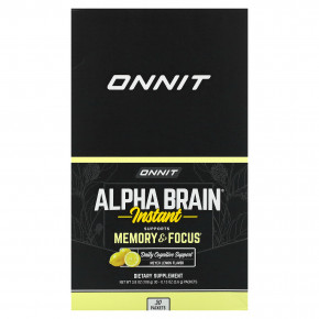 Onnit, Alpha Brain Instant, для памяти и концентрации, лимон Мейера, 30 пакетиков по 3,6 г (0,13 унции) - описание | фото