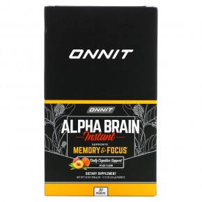 Onnit, Alpha Brain Instant, для памяти и концентрации, персик, 30 пакетиков по 3,6 г (0,13 унции) в Москве - eco-herb.ru | фото