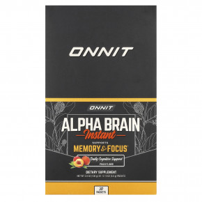 Onnit, Alpha BRAIN®, растворимый продукт, с персиком, 30 пакетиков, 3,6 г (0,13 унции) каждый - описание | фото