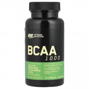 Optimum Nutrition, BCAA 1000, 1000 мг, 60 капсул (500 мг в 1 капсуле) - описание