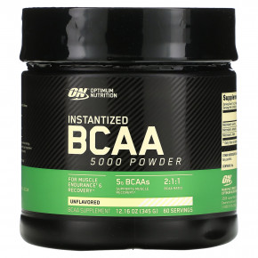 Optimum Nutrition, BCAA 5000, растворимый порошок, без добавок, 345 г (12,16 унции) в Москве - eco-herb.ru | фото