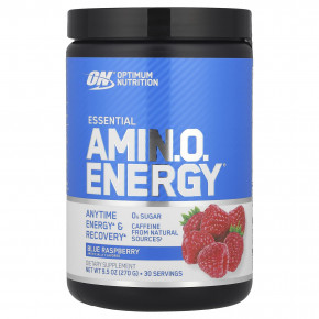 Optimum Nutrition, Essential Amin.O. Energy®, голубая малина, 270 г (9,5 унции) - описание