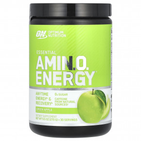 Optimum Nutrition, Essential Amin.O. Energy, со вкусом зеленого яблока, 270 г (9,5 унции) - описание