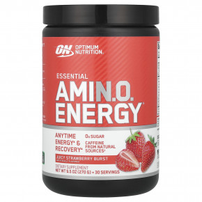 Optimum Nutrition, Essential Amin.O. Energy®, сочная клубника, 270 г (9,5 унции) - описание | фото