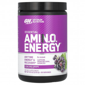 Optimum Nutrition, Essential Amin.O. Energy®, виноград «конкорд», 270 г (9,5 унции) - описание | фото