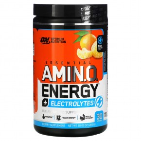 Optimum Nutrition, ESSENTIAL AMIN.O. ENERGY + ELECTROLYTES, Tangerine Wave, 285 г (10,05 унции) - описание