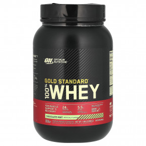 Optimum Nutrition, Gold Standard 100% Whey, сывороточный протеин, со вкусом шоколада и мяты, 898 г (1,98 фунта) - описание