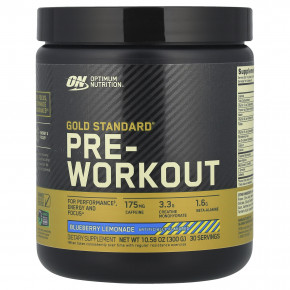 Optimum Nutrition, Gold Standard Pre-Workout, со вкусом голубики и лимонада, 300 г (10,58 унции) - описание