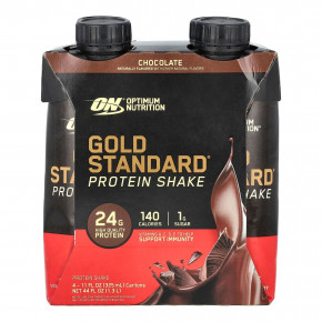 Optimum Nutrition, Gold Standard Protein Shake, протеиновый коктейль, шоколадный вкус, 4 упаковки по 325 мл (11 жидк. унций) в Москве - eco-herb.ru | фото