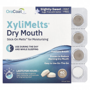 OraCoat, XyliMelts® Dry Mouth, слегка сладкий, 40 плавок - описание | фото