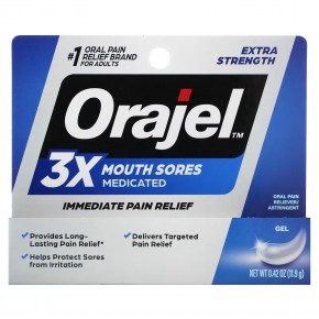 Orajel, 3X Medicated For Mouth Sores Gel, Extra Strength, 0.42 oz (11.9 g) в Москве - eco-herb.ru | фото