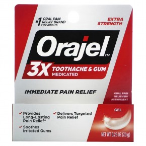 Orajel, 3X Medicated For Toothache & Gum Gel, Extra Strength, 0.25 oz (7 g) в Москве - eco-herb.ru | фото