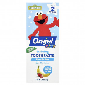Orajel, Kids, Elmo Training, зубная паста, без фтора, для детей от 0 до 3 лет, с натуральными ягодами и фруктами, 42,5 г (1,5 унции) в Москве - eco-herb.ru | фото