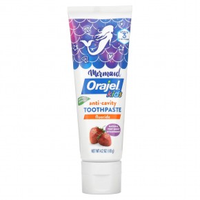 Orajel, Kids, Mermaid Anticavity Fluoride Toothpaste, 2-10 Years, Natural Very Berry Strawberry, 4.2 oz (119 g) в Москве - eco-herb.ru | фото