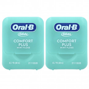Oral-B, Glide Floss, Pro Health, комфорт плюс, мятный вкус, 2 тюбика по 40 м (43,7 ярда) - описание | фото