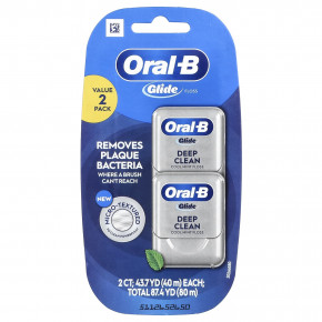 Oral-B, Glide, зубная нить для глубокого очищения, холодная мята, 2 шт. по 40 м (43,7 ярда) в Москве - eco-herb.ru | фото
