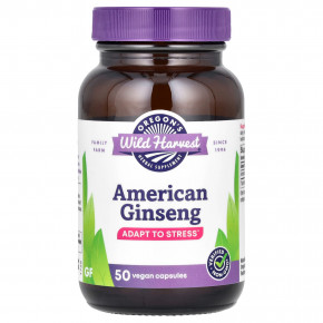 Oregon's Wild Harvest, Американский женьшень, 50 веганских капсул (500 мг на капсулу) - описание | фото