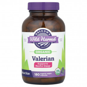 Oregon's Wild Harvest, Органическая валериана, 180 веганских капсул (450 мг на капсулу) - описание | фото