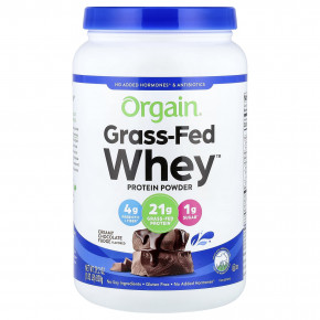 Orgain, Grass-Fed Whey™, протеиновый порошок, сливочная шоколадная помадка, 828 г (1,82 фунта) - описание | фото