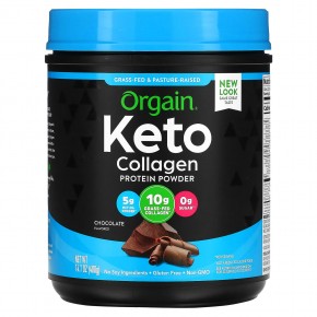 Orgain, Keto, Кетогенный протеиновый порошок коллагена с маслом MCT, шоколад, 0,88 фунта (400 г) - описание