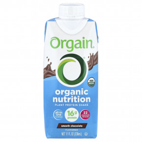 Orgain, Organic Nutrition, коктейль из растительных протеинов, нежный шоколад, 4 пакетика по 330 мл (11 жидк. унций) в Москве - eco-herb.ru | фото